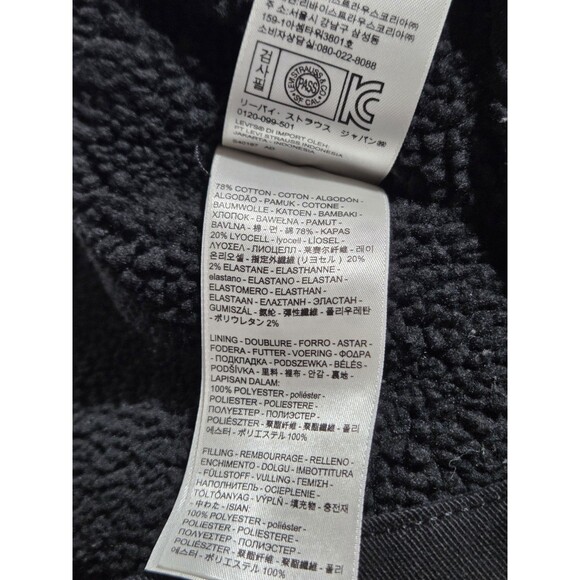 Womens Black Levis Strauss Sherpa Collar Trucker Denim Jean Jacket Small Petite - Picture 6 of 9